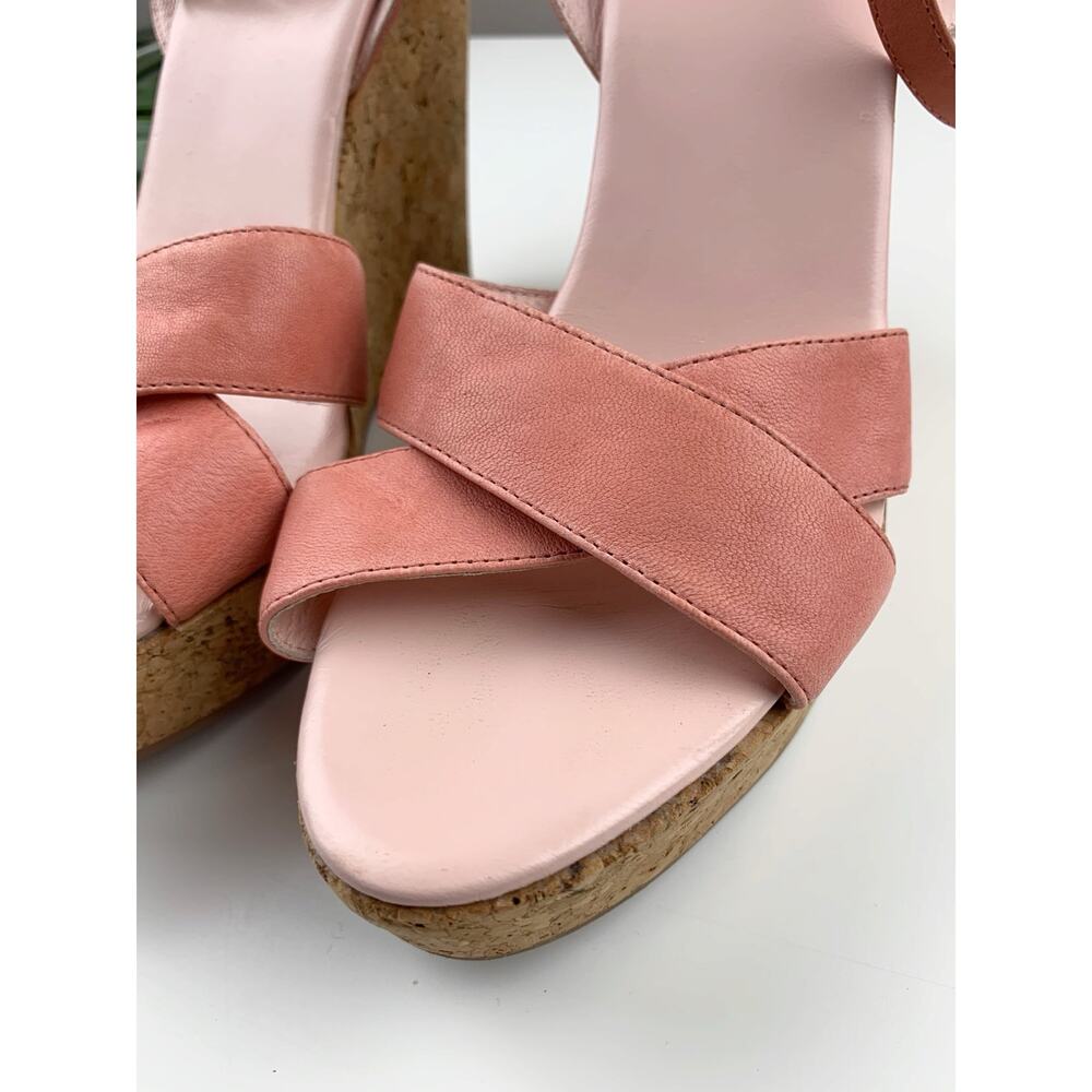 Red Valentino Wedge Platform Sandals Pink Leather High Heel Women's 40 US 10 - Picture 3 of 12